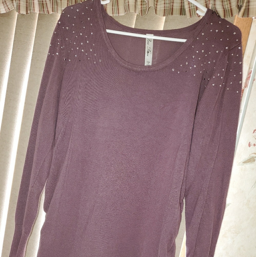 2x maternity purple sweater with jewels